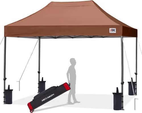 Miniatura 54 de Abccanopy - Carpa de toldo para tienda de campaña comercial instantánea con bolsa de transporte con ruedas, 4 bolsas de arena, Blanco
