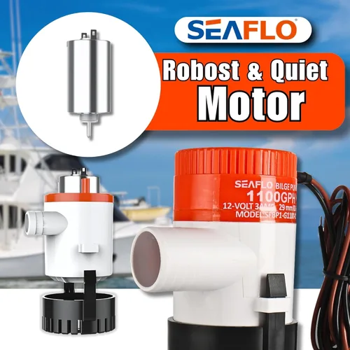 Miniatura 4 de SEAFLO Bomba de sentina 1100 GPH Serie 01 – 12 V, salida de 1-1/8 pulgadas, bomba sumergible marina con protección antibloqueo de aire, certificado