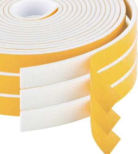 Miniatura 31 de Burlete de cinta de espuma autoadhesiva blanca para puertas y ventanas de 1 pulgada × 3/4 pulgada × 13 pies, tira de sellado de espuma de alta Blanco