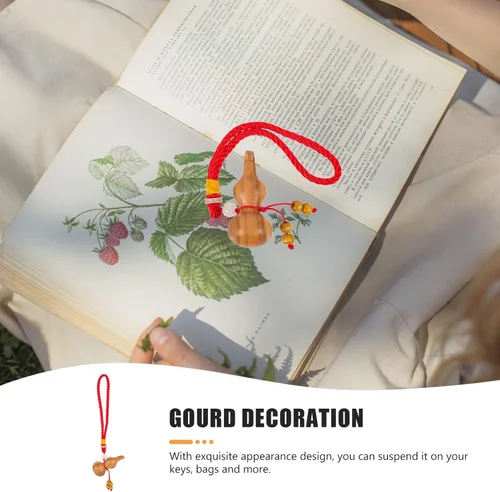 Miniatura 3 de FOMIYES Accesorios colgantes para espejo de coche, llavero chino de calabaza de madera de Feng Shui, llavero de calabaza Wu Hulu, llavero