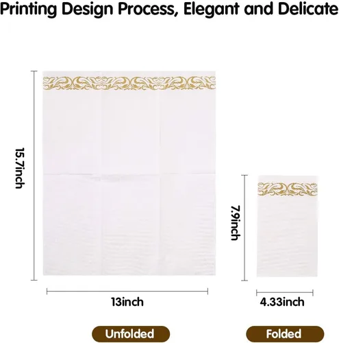 Miniatura 3 de Vplus Paquete de 600 servilletas de papel desechables de 3 capas de alta calidad, desechables, suaves y absorbentes, para cocina, bodas, fiestas