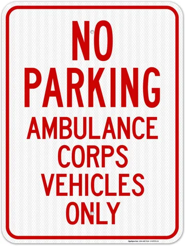 Miniatura 12 de No Parking Ambulance Corps Vehicles Only Sign, 12x18 Inches, 3M EGP Reflective .063 Aluminum, Fade Resistant, Made in USA