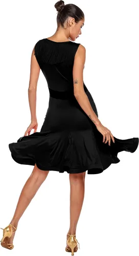 Miniatura 2 de Vestido sin mangas de malla con abertura en la pierna y volantes de baile latino