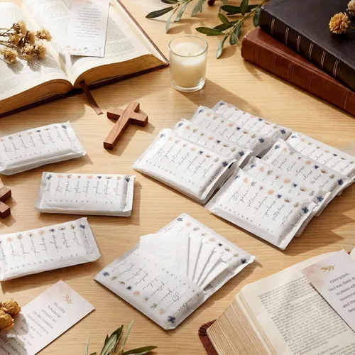 Miniatura 5 de Sinmoe Paquete de 60 pañuelos cristianos de viaje, con bolsillo de las Escrituras, versículo de la Biblia, mini servilleta facial, regalo inspirador