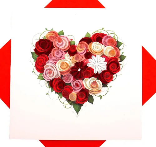 Miniatura 11 de GREENHANDSHAKE Una sinfonía de rosas, tarjeta de felicitación artística quilling para cumpleaños, día de San Valentín, día de la madre, aniversario