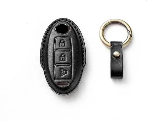 SANRILY Funda para llavero de 3 botones para Nissan Armada Rogue Murano Cube 370Z Leaf Juke Quest Keyless Entry Remote Key Protector con llavero