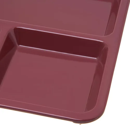 Miniatura 3 de Carlisle FoodService Products Bandeja de Cafetería / Comida Rápida para Mano Derecha de 4 Compartimentos, 8.5" x 11", Arándano Rojo Oscuro