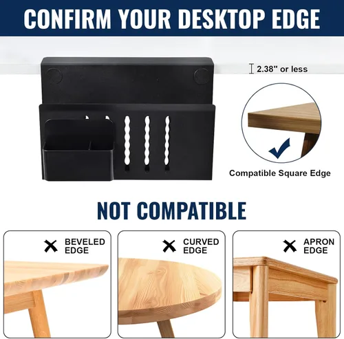 Miniatura 4 de Organizador lateral de escritorio, soporte para laptop con soporte magnético para bolígrafo, organizador de escritorio colgante sin taladros
