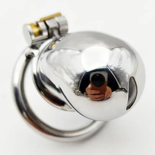 Miniatura 3 de Jaula de castidad de metal de acero inoxidable, dispositivo de castidad masculina, jaula de polla, juguetes sexuales para hombres con bloqueo