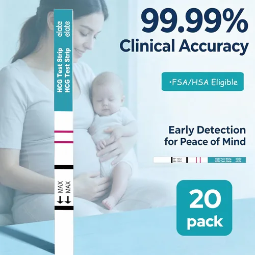Miniatura 7 de Elate Tiras de prueba de embarazo, 20 unidades, prueba de detección temprana HCG, alta sensibilidad, resultados precisos del 99.99%, kit de prueba
