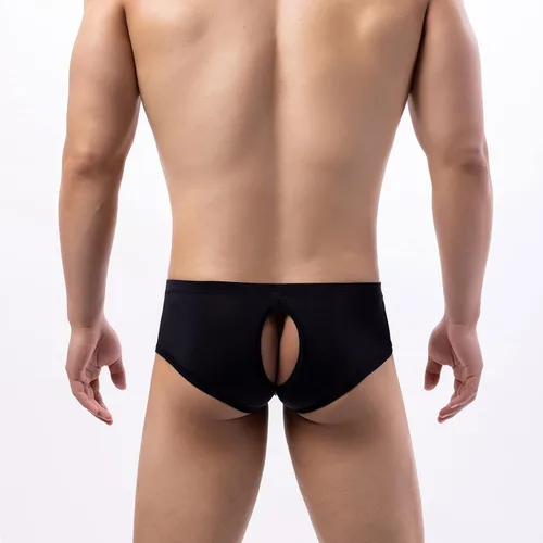 Miniatura 2 de WENKOMG1 Ropa interior para hombre, ropa interior de seda de hielo, con espalda abierta, ligera, transpirable, sexy, bolsa de bulto, boxeadores