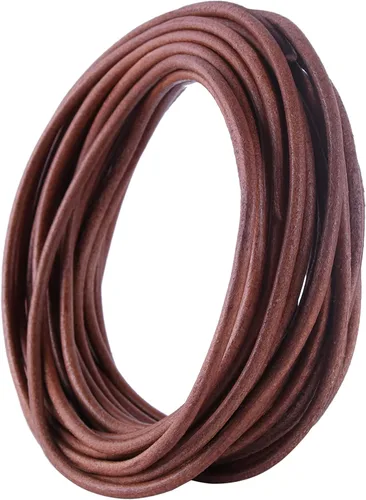 Miniatura 26 de KONMAY Cordón redondo de cuero real de 0.039 pulgadas, cordón de cuero negro de 25 yardas para hacer joyas, collares, pulseras y manualidades