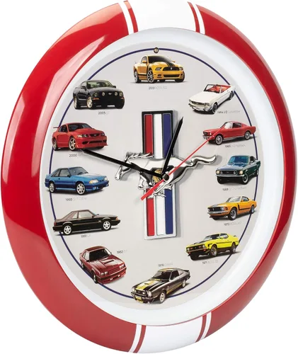 Miniatura 5 de Mark Feldstein & Associates History of Mustang Sound - Reloj de pared, 13 pulgadas, color rojo