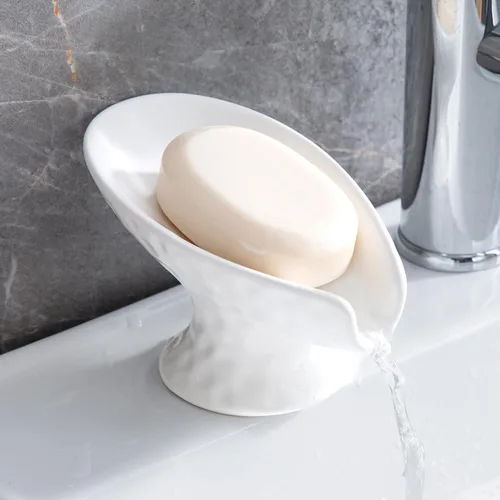 Miniatura 8 de Jabonera autodrenante, soporte para barra de jabón para ducha, jabonera de cerámica blanca para baño, cocina, ducha, mantiene el jabón seco, fácil