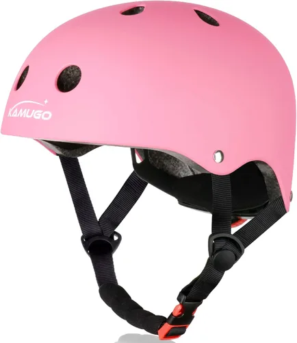 KAMUGO - Casco ajustable para niños, adecuado para niños pequeños de 2 a 14 años, para niños y niñas, seguridad multideportiva para ciclismo, Rosa