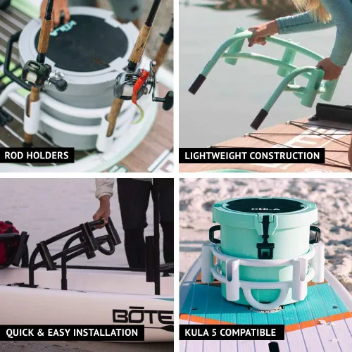 Miniatura 3 de BOTE Caña de pesca Caza Bucket Rac System Aluminio Rack Cooler Holder para compatible iSUP Kayak Hard SUP Micro Skiff Stand Up Paddle Board