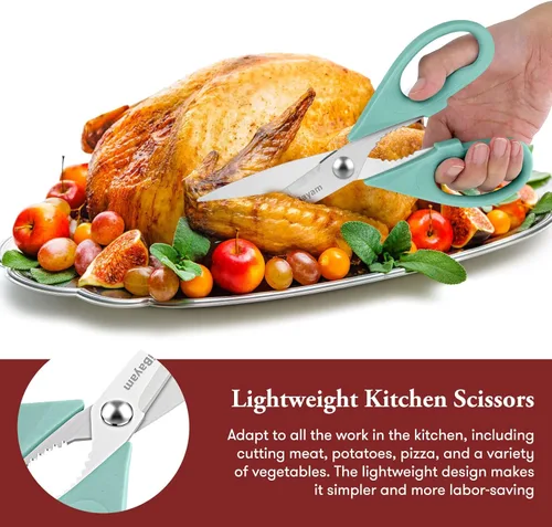 Miniatura 5 de Tijeras de Cocina, iBayam Tijeras de Cocina Resistentes para Carne Tijeras para Aves de Corral, Aptas para Lavavajillas Tijeras de Cocina para Sky
