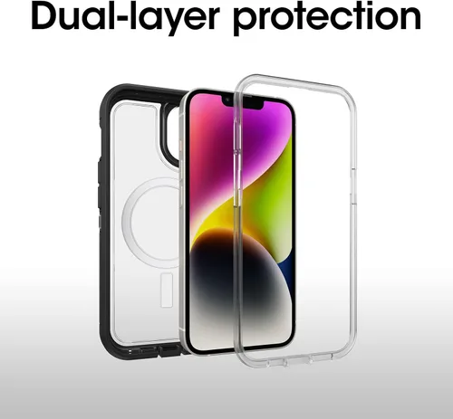 Miniatura 3 de OtterBox Funda para iPhone 14 y iPhone 13 Defender Series XT, cristal negro, sin pantalla, resistente, se ajusta a MagSafe, accesorio con cordón
