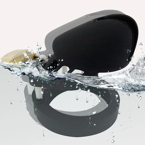 Miniatura 6 de Dispositivo de castidad masculino de silicona suave con 5 anillos, dispositivo de jaula de castidad masculina de color negro con cerradura y llave