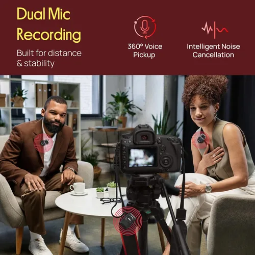 Miniatura 4 de Pyle Wireless Lavalier Microphone System, Clip On Microphone with Noise-Canceling, 7H Battery, 360° Audio, USB-C Charging Case, Compatible with