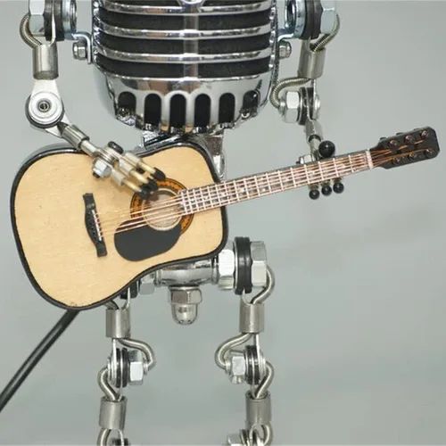 Miniatura 8 de Lámpara de mesa industrial con estatua de robot de micrófono, lámpara de mesa retro de vapor, lámpara de decoración nocturna, lámpara de escritorio