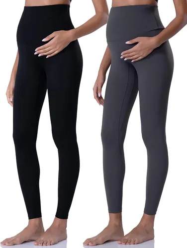 POSHDIVAH - Mallas de maternidad, para usar sobre el vientre, pantalones de yoga para el embarazo, para entrenamiento activo