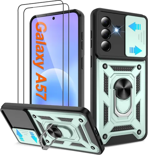 Miniatura 143 de ATUMP Funda para T-Mobile Revvl V Plus 5G con protector de pantalla HD con cubierta de cámara deslizante, soporte de anillo de rotación de 360° Negro