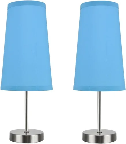 Miniatura 6 de Aspen Creative 40084-2, juego de 2 lámparas de mesa con 1 candelabro, diseño contemporáneo en níquel satinado, 14 1/4 pulgadas de alto, rojo
