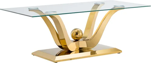 Miniatura 157 de Mesa de centro de cristal de lujo, mesa de centro de sofá de 47 pulgadas con marco de acero inoxidable dorado y parte superior de vidrio negro, mesa