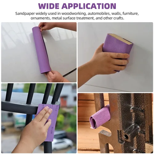 Miniatura 6 de Papel de lija de grano 80, 20 unidades, hojas de lija en seco y húmedo de 9 x 11 pulgadas, papel de arena abrasivo de alúmina púrpura para madera