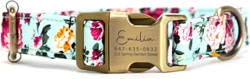 Miniatura 17 de Collar de perro personalizado con nombre y número de teléfono grabado, collar ajustable personalizado para cachorros, collar de algodón orgánico