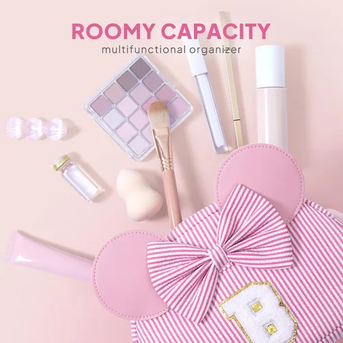 Miniatura 7 de Regalos de Navidad para niñas, bolsa de maquillaje con inicial, bolsas de cosméticos, bolsa de maquillaje de viaje, regalos de cumpleaños Azul