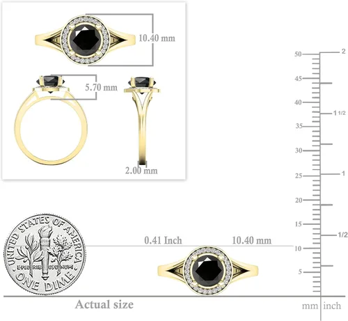 Miniatura 289 de Dazzlingrock Collection Anillo de compromiso redondo de 0.276 in con halo de diamante blanco y vástago dividido para ella en oro macizo de 14