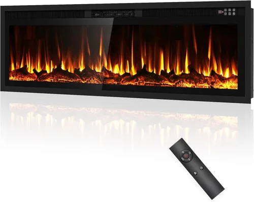 Miniatura 12 de Insertos de chimenea eléctrica de 42 pulgadas y montaje en pared con control remoto y pantalla táctil Calentador de chimenea de 1500 W