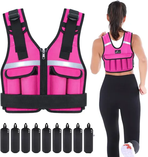 Miniatura 14 de Sportneer Chaleco con Peso Ajustable Pesos: 2-18 lbs/2-40 lbs Chaleco de Peso Lavable para Caminar 16 en 1 Chaleco de Ajuste Rápido para Rucking