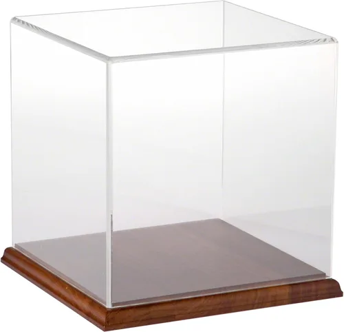 Miniatura 6 de Plymor Vitrina de acrílico transparente con base negra (parte trasera de espejo), 8 x 8 x 8 pulgadas Base negra (espejado)