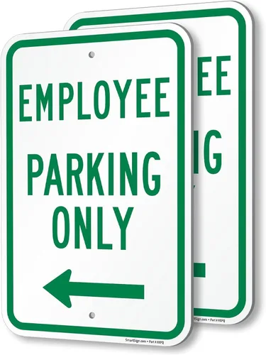 Miniatura 10 de SmartSign Letrero de metal "Employee Parking Only" de 18 x 12 pulgadas con flecha derecha, aluminio laminado inoxidable de 63 mil, verde y blanco