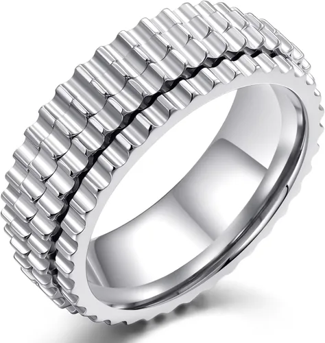 Miniatura 15 de Anillo giratorio giratorio de acero inoxidable 316L de 0.316 pulgadas para hombres y mujeres, cadena para aliviar la ansiedad, llave griega, runas