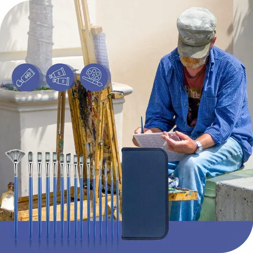 Miniatura 7 de Rosmax - Pinceles de pintura para artistas, pelo de nailon y 15 tamaños diferentes para pintura acrílica, óleo, acuarela, tela, ideal para niños