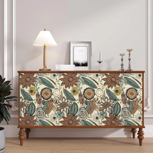 Miniatura 2 de Papel tapiz bohemio para despegar y pegar, papel de contacto floral vintage oscuro, papel de pared retro de flores botánicas autoadhesivo