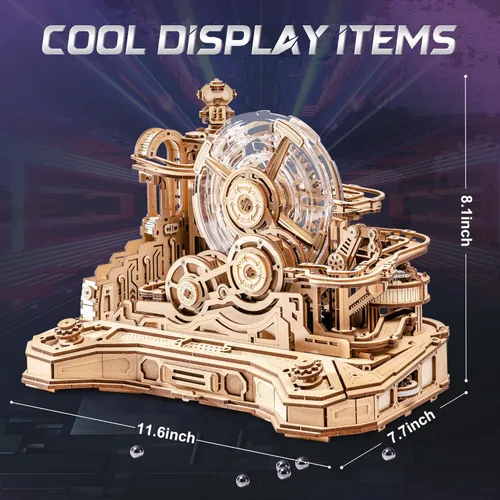 Miniatura 6 de ROKR Rompecabezas de Madera 3D para Adultos Pista de Canicas en Miniatura Juguetes de Construcción,Kits de Modelo de Máquina de Pinball DIY-Gear