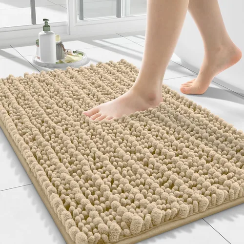 Smiry Alfombras de Baño 24x16 pulgadas, Alfombras de Baño de Chenilla Extra Suaves y Absorbentes, Respaldo de Goma Antideslizante, Lavable a Máquina