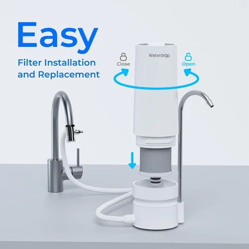 Miniatura 7 de Waterdrop WD-CFF-03 Filtro de agua de repuesto, filtro de agua para encimera, vida útil de 4000 galones, filtros de agua de repuesto para fregadero