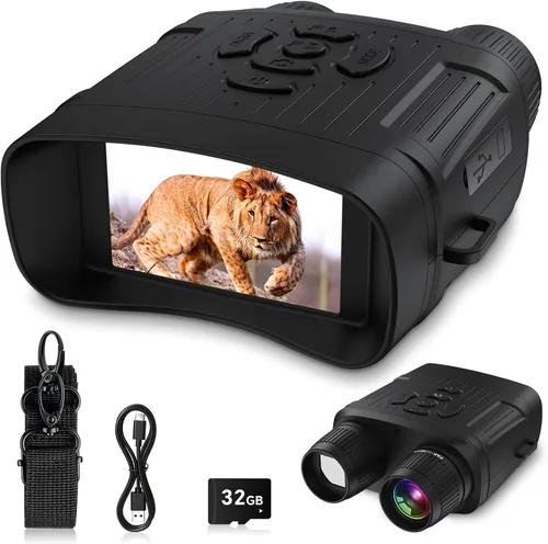 Gafas de visión nocturna, prismáticos de visión nocturna 4K para adultos, zoom digital recargable infrarrojo digital 10X con pantalla grande de 3