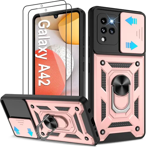 Miniatura 118 de ATUMP Funda para T-Mobile Revvl V Plus 5G con protector de pantalla HD con cubierta de cámara deslizante, soporte de anillo de rotación de 360° Negro