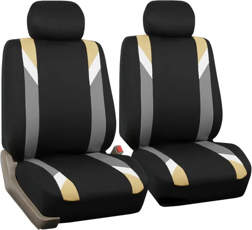 Miniatura 15 de FH Group - Fundas de tela para asientos delanteros bajos de auto con reposacabezas extraíble, ajuste universal, compatible con bolsa de aire