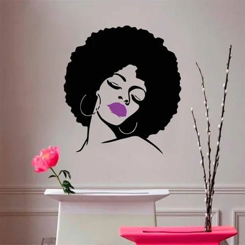 Miniatura 4 de Melissalove - Calcomanías de pared de vinilo para pared, diseño de dama negra, calcomanía de pared grande, para peluquería, spa, bricolaje, papel