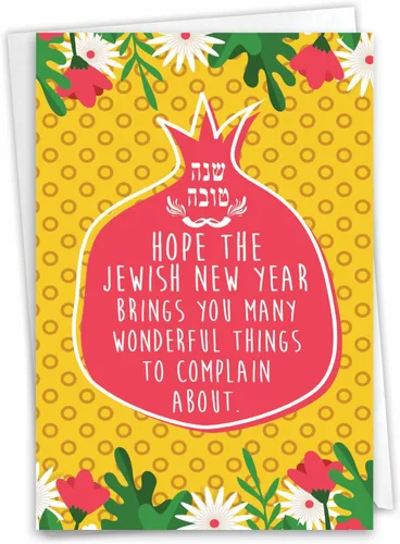 Miniatura 9 de NobleWorks Divertida tarjeta de felicitación Rosh Hashanah con sobre de 5 x 7 pulgadas (1 tarjeta), tarjetas navideñas judías, ingesta calórica