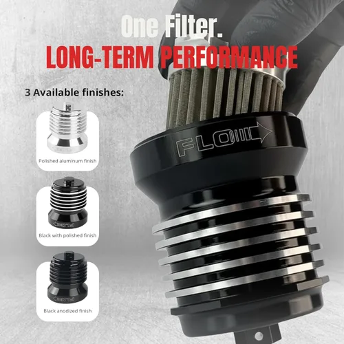 Miniatura 5 de PC Racing FLO Filtro de Aceite Reutilizable Tipo Rosca PCS4BC – Negro con Aletas Pulidas, Filtro de Alto Flujo para Motores Harley Touring, Street