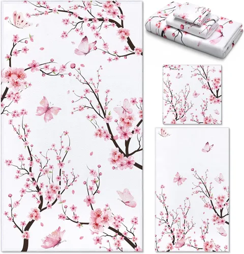 Miniatura 22 de Preboun Juego de 3 toallas de baño navideñas de gnomo, toallas de mano con árbol de Navidad, toallas de baño con copos de nieve de invierno, toallas